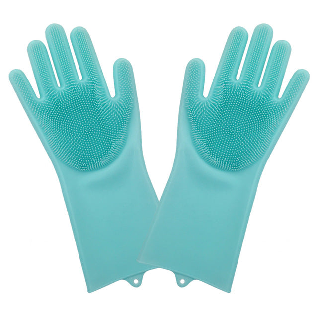 A pair Dishwashing Gloves Kitchen Silicone Cleaning Gloves Magic